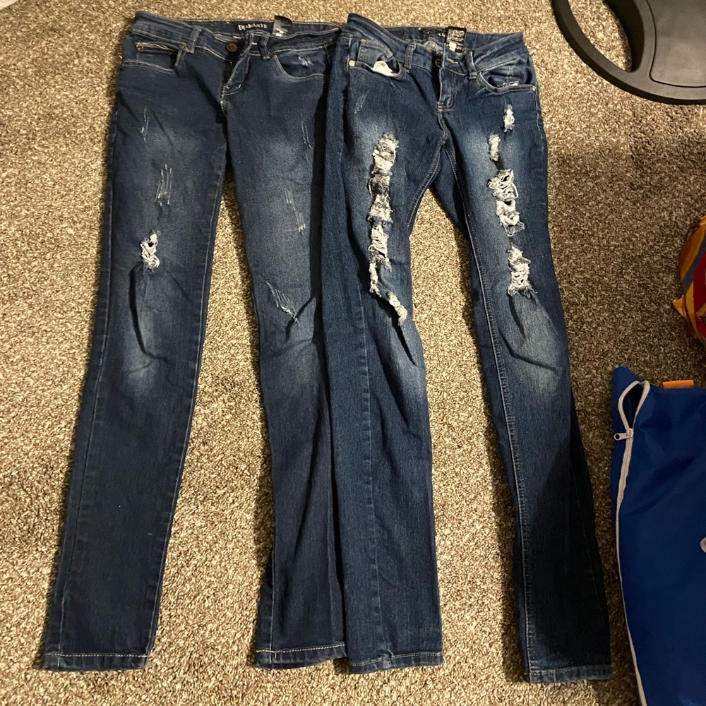 Dark distressed jeans